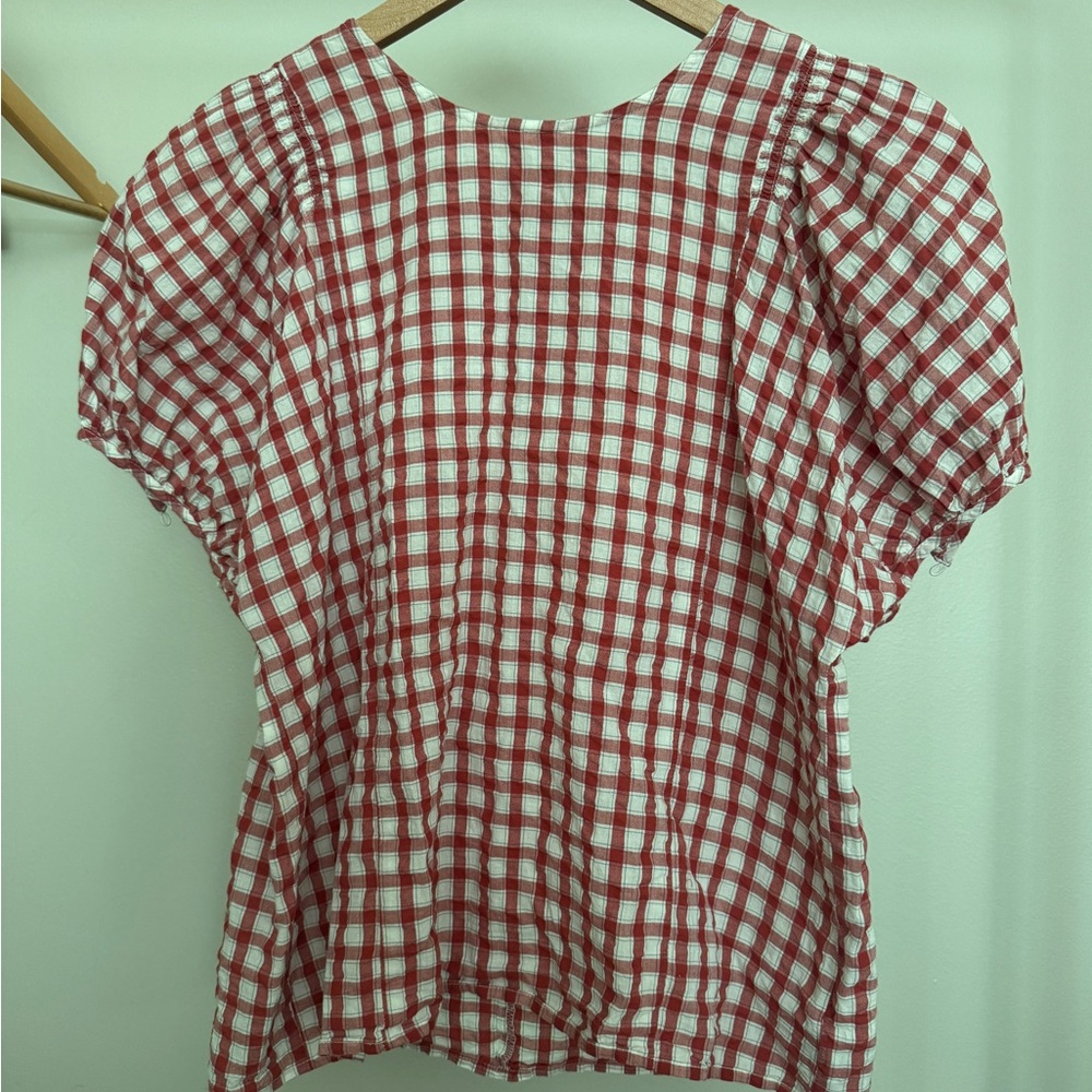 Madewell Red and White Checkered Blouse